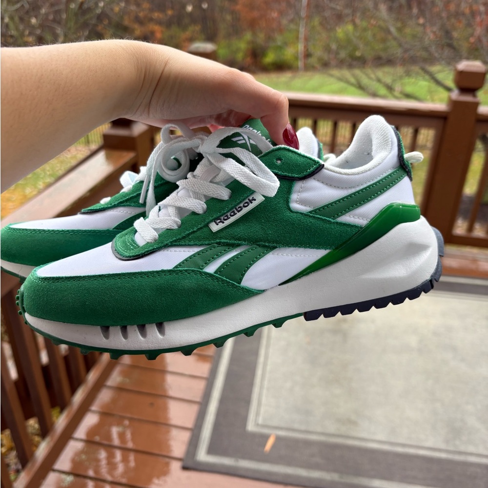 Reebok Classic Green and White Trainers